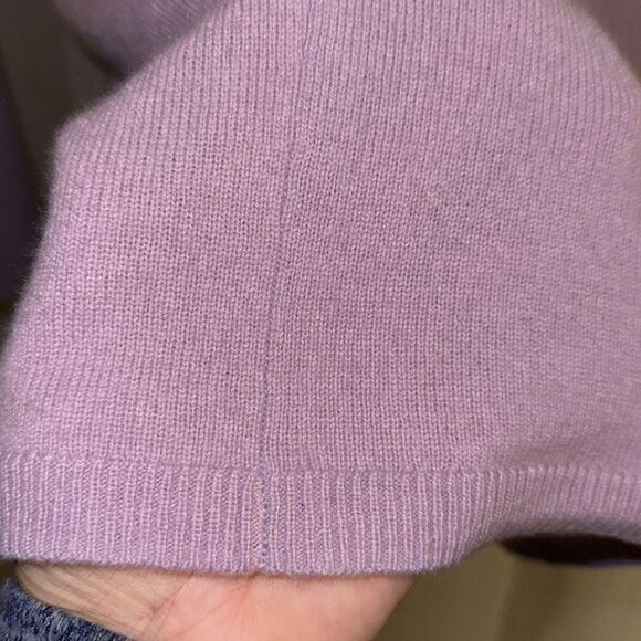 Talbots Haven M Lavender 💯Cashmere V neck Pullover Long Fine Knit Sweater - Picture 7 of 11